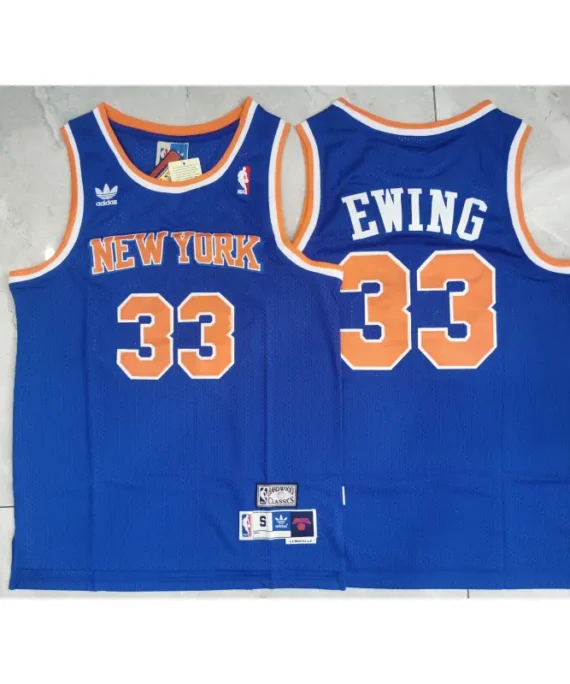 Patrick Ewing Basketball Jersey #33 New York Knicks Clover Logo Blue