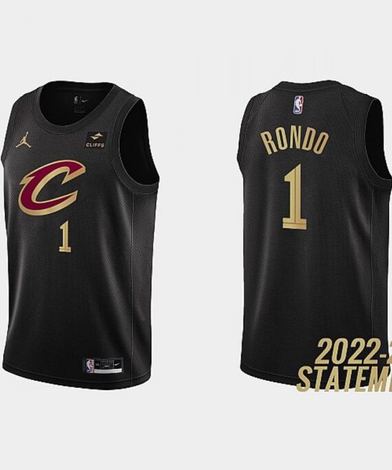Rajon Rondo Basketball Jersey#1 Cleveland Cavaliers 2023 Black Statement Edition