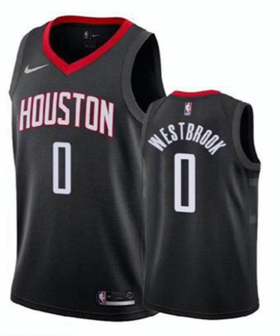 Russell Westbrook Basketball #0 Jersey Houston Rockets Black Statement Edition