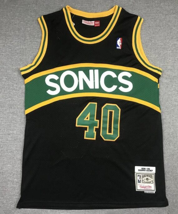 Shawn Kemp Basketball Jersey #40 Oklahoma City Thunder Black/Green