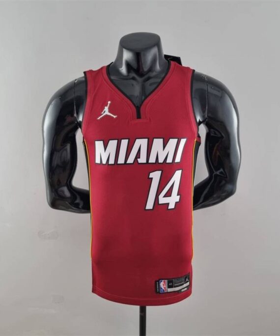 Tyler Herro Basketball Jersey #14 Miami Heat 75th Anniversary Edition Jordan Burgundy Red