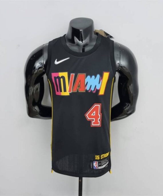 Victor Oladipo Basketball Jersey #4 Miami Heat 2022 City Edition Black