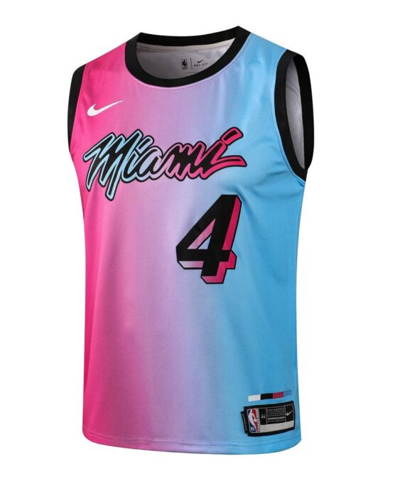 Victor Oladipo Basketball Jersey #4 Miami Heat Pink/Blue