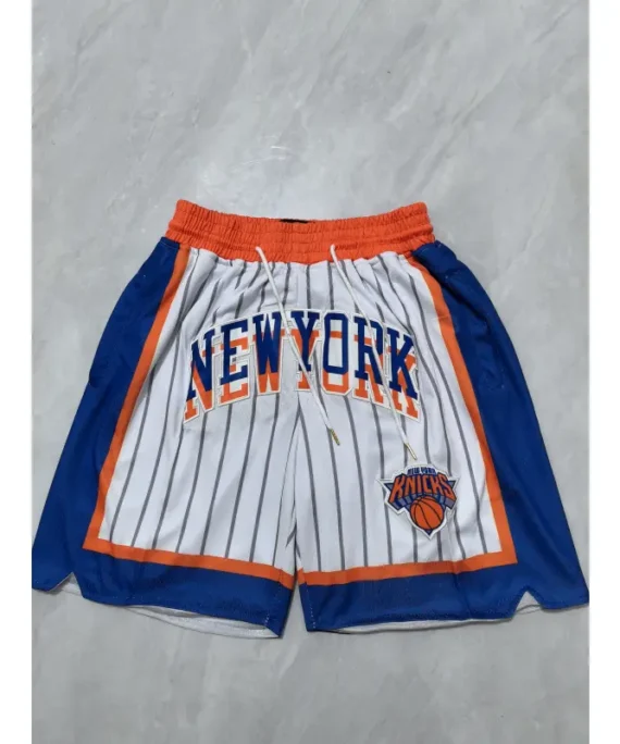 New York Knicks 2025 White With Stripes City Edition Pocket Shorts