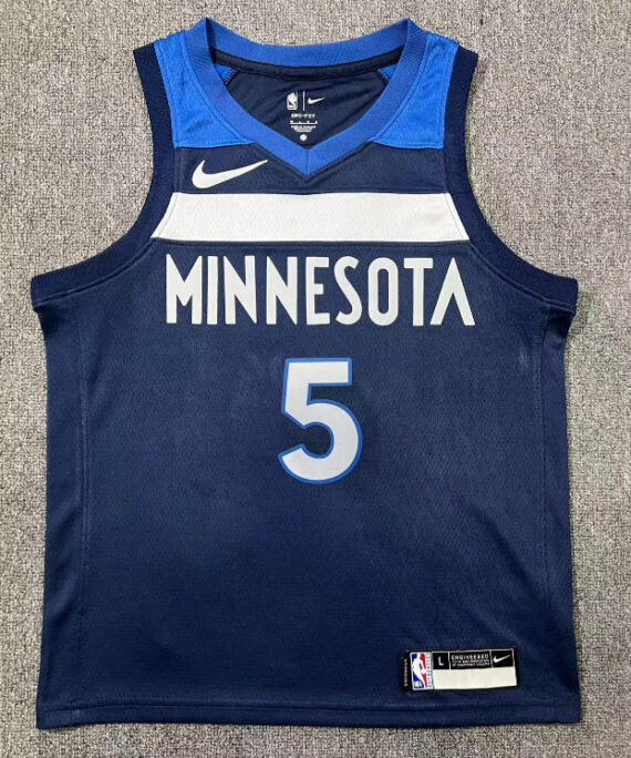 Anthony Edwards Basketball Jersey#5 Minnesota Timberwolves Blue Kids