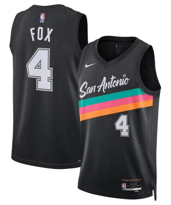 De’Aaron Fox Basketball Jersey#4 San Antonio Spurs 2026 City Edition Black