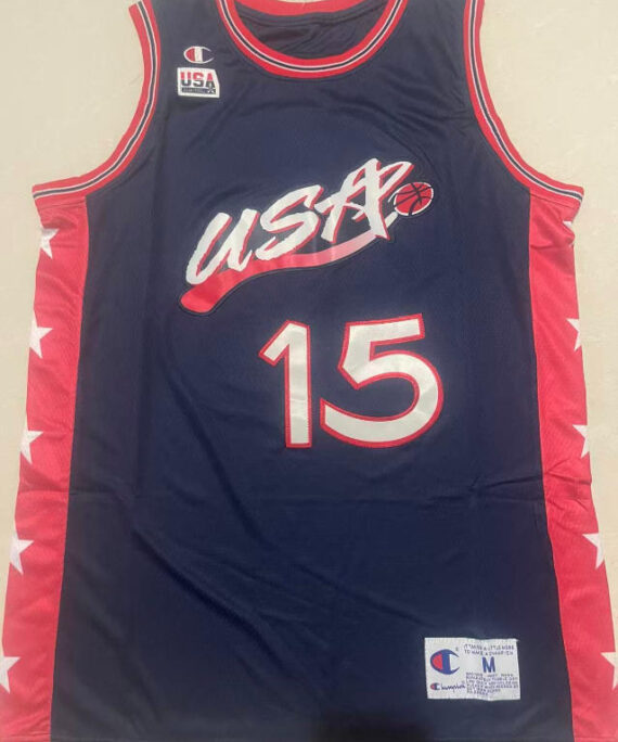 Hakeem Olajuwon Basketball Jersey#15 USA 1996 Dream Team Dark Blue Classic