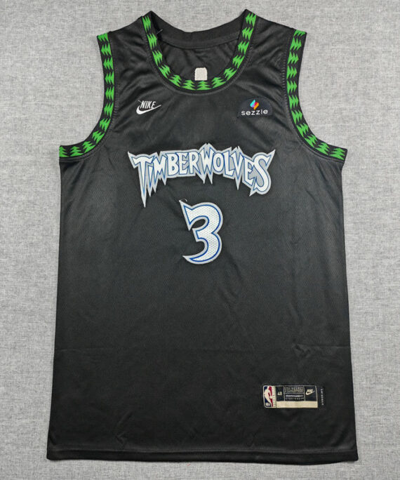 Jaden McDaniels Basketball Jersey#3 Minnesota Timberwolves 2026 Black Classic Edition Kids