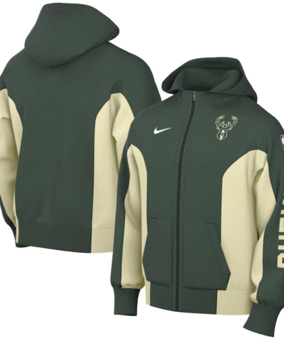 Milwaukee Bucks Jacket With Hood Navy Green 2025