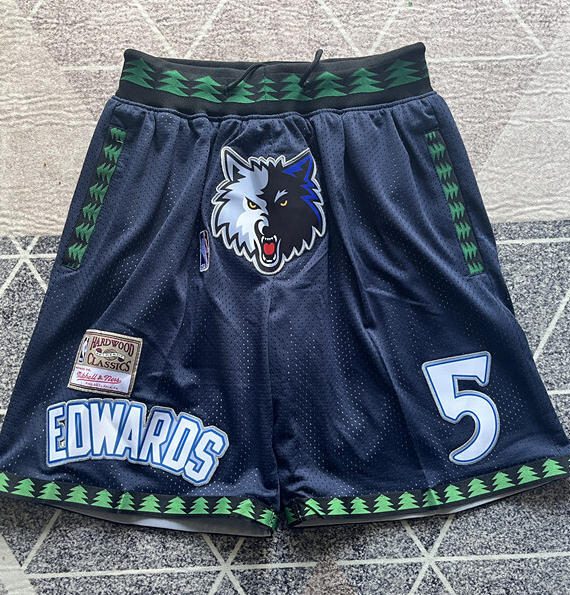 Anthony Edwards #5 Minnesota Timberwolves Retro Blue Basketball Shorts