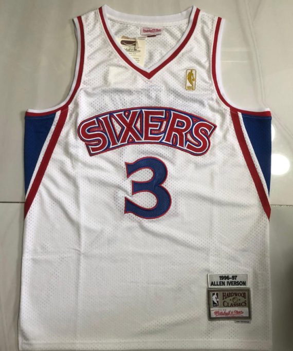 (Alta Calidad) Allen Iverson Basketball Jersey #3 Philadelphia 76ers Retro 1996 97 White