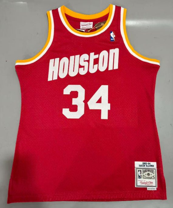 Hakeem Olajuwon Basketball Jersey #34 Houston Rockets 1993-94 Retro Red