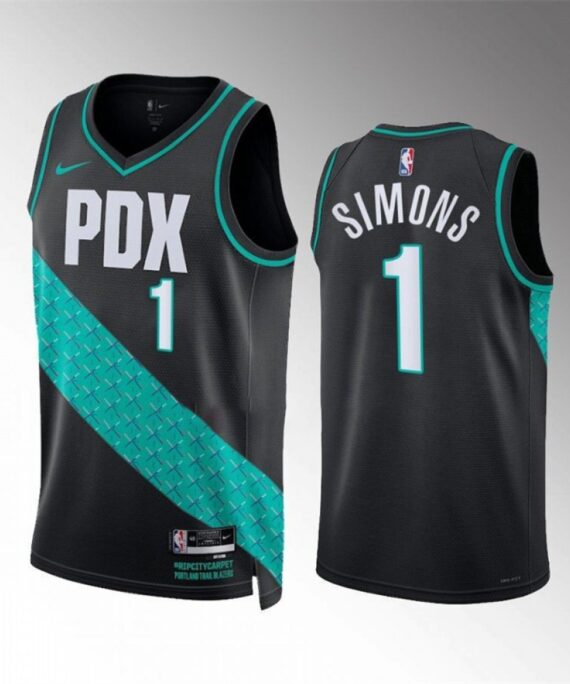 Anfernee Simons Basketball Jersey #1 Portland Trail Blazers 2023 Black City Edition