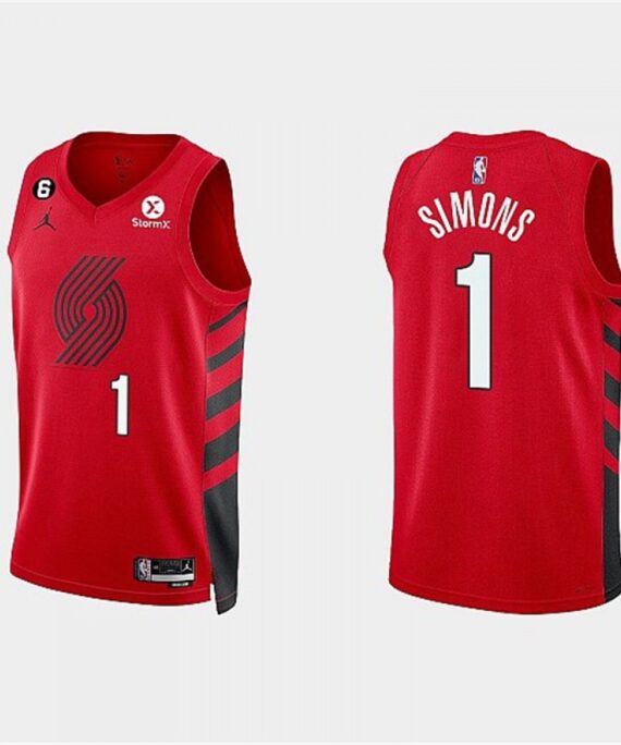 Anfernee Simons Basketball Jersey #1 Portland Trail Blazers 2023 Red Statement Edition