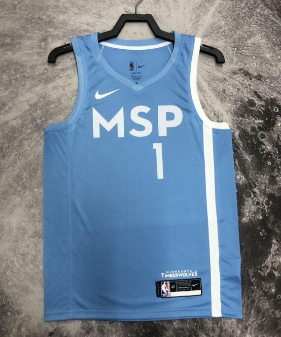 Anthony Edwards Basketball Jersey #1 Minnesota Timberwolves Blue