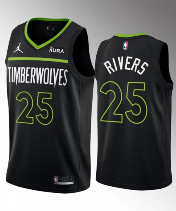 Austin Rivers Basketball Jersey #25 Minnesota Timberwolves 2023 Black Statement Edition