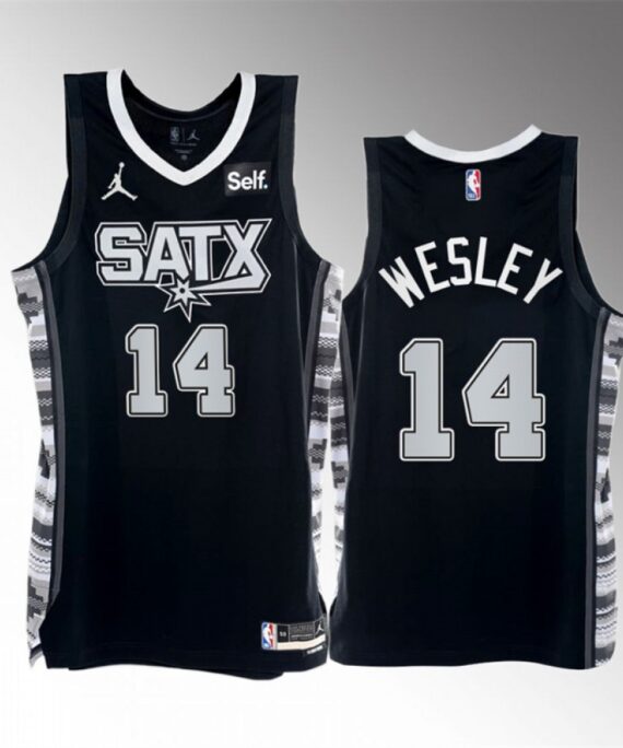 Blake Wesley Basketball Jersey #14 San Antonio Spurs 2023 Black Statement Edition