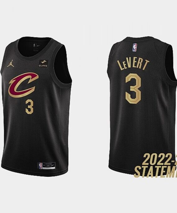 Caris LeVert Basketball Jersey #3 Cleveland Cavaliers 2023 Black Statement Edition