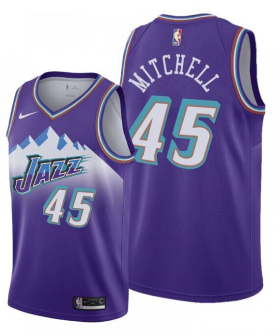 Donovan Mitchell Basketball Jersey #45 Utah Jazz Purple Snow Mountain Edition