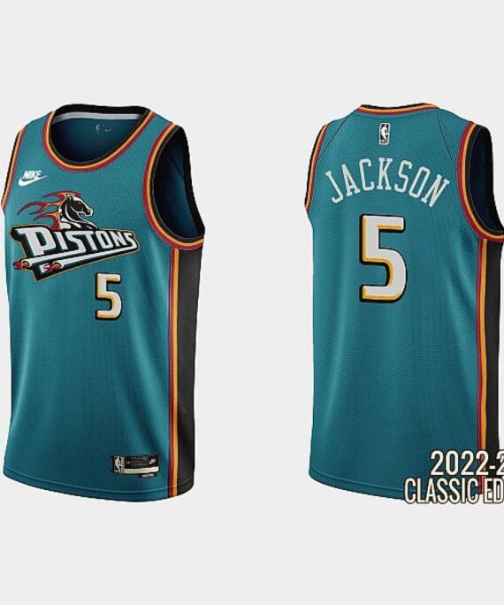 Frank Jackson Basketball Jersey #5 Detroit Pistons 22/23 Green Classic Edition