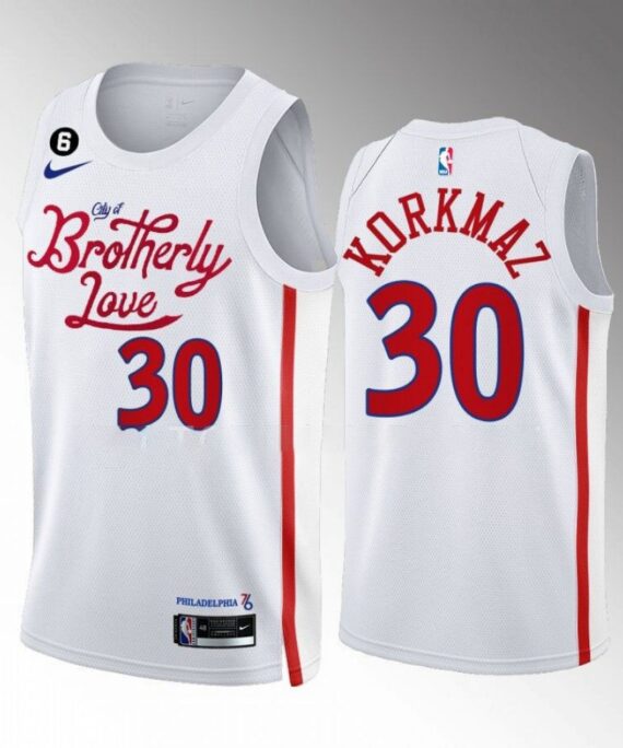 Furkan Korkmaz Basketball Jersey #30 Philadelphia 76ers 2023 City Edition White