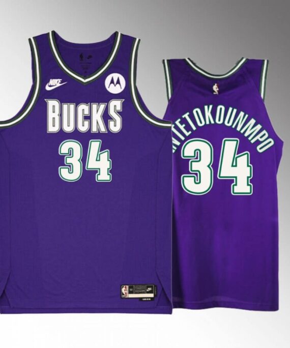Giannis Antetokounmpo Basketball Jersey #34 Milwaukee Bucks 2023 Purple Classic Edition