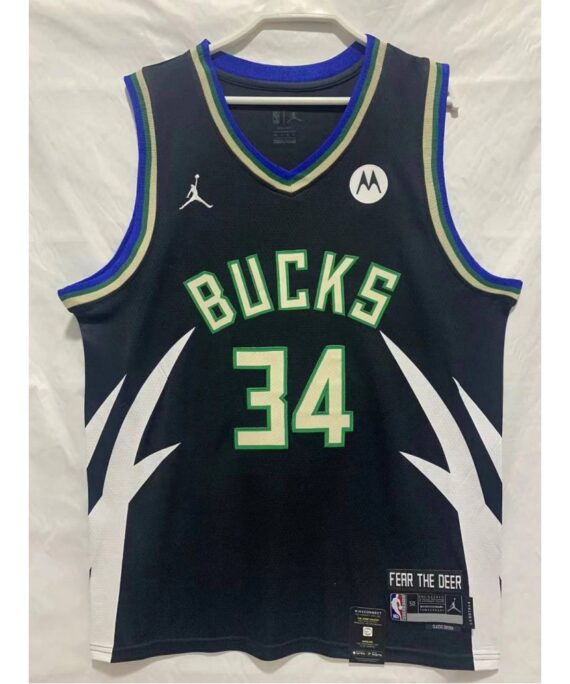 Giannis Antetokounmpo Basketball Jersey #34 Milwaukee Bucks 22/23 Black
