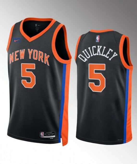 Immanuel Quickley Basketball Jersey #5 New York Knicks 2022-23 City Edition Black