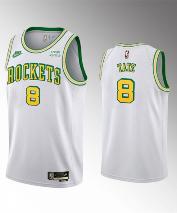 Jae'Sean Tate Basketball Jersey #8 Houston Rockets 2023 White Classic Edition
