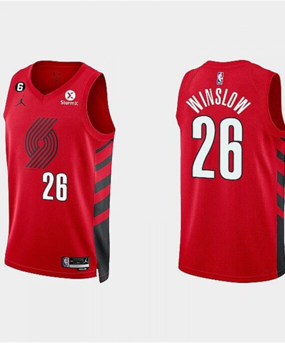 Justise Winslow Basketball Jersey #26 Portland Trail Blazers 2023 Red Statement Edition