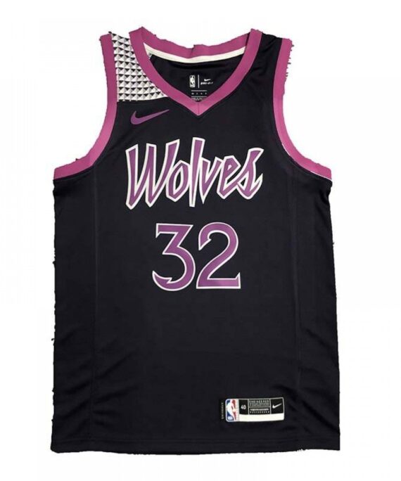 Karl-Anthony Towns Basketball Jersey #32 Minnesota Timberwolves Black/Pink