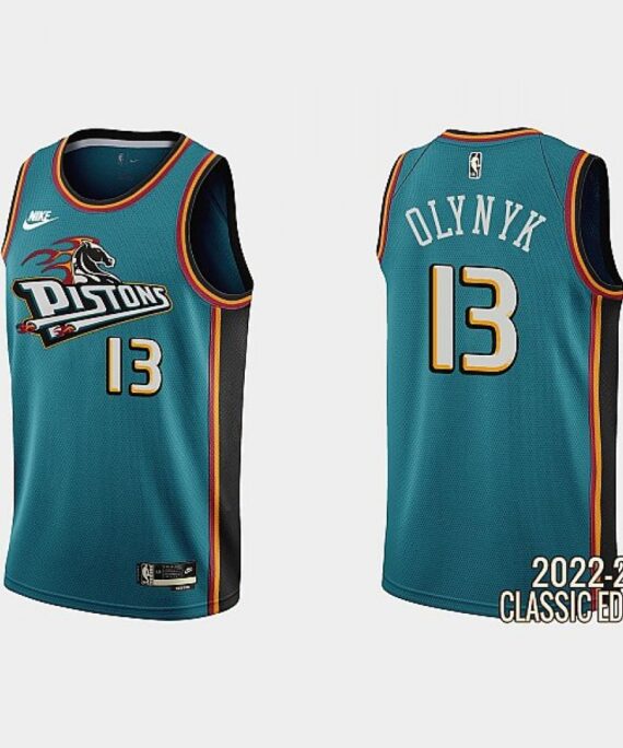Kelly Olynyk Basketball Jersey #13 Detroit Pistons 22/23 Green Classic Edition