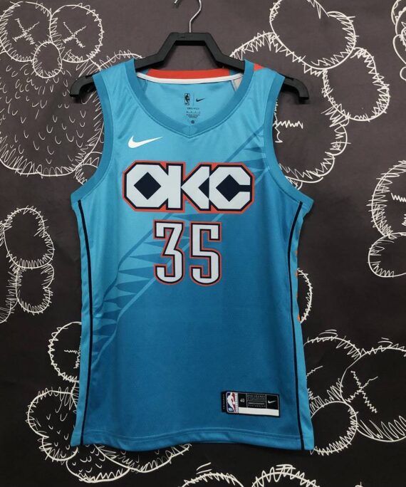 Kevin Durant Basketball Jersey #35 Oklahoma City Thunder 18/19 Blue City Edition