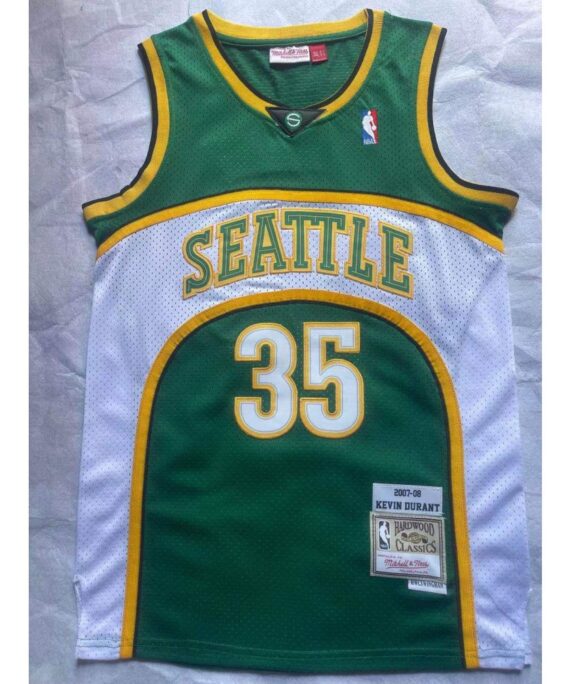 Kevin Durant Basketball Jersey #35 Oklahoma City Thunder Green Retro