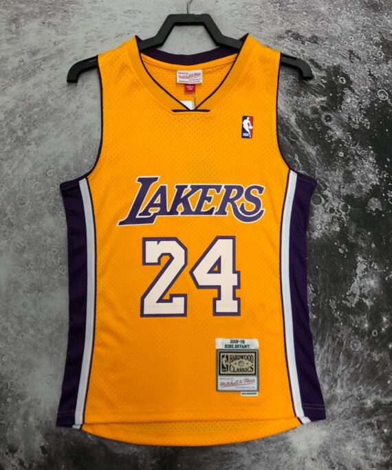 Kobe Bryant Basketball Jersey #24 Los Angeles Lakers 2009 Yellow V-Neck