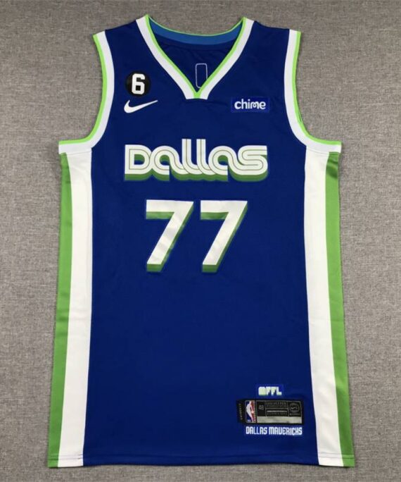 Luka Doncic Basketball Jersey #77 Dallas Mavericks 2023 Blue City Edition
