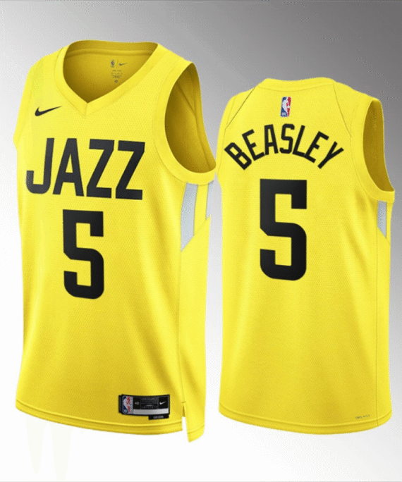 Malik Beasley Basketball Jersey #5 Utah Jazz 2023 Yellow