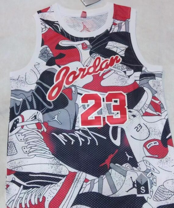 Michael Jordan Basketball Jersey #23 Chicago Bulls White Stamped Memorial Edition