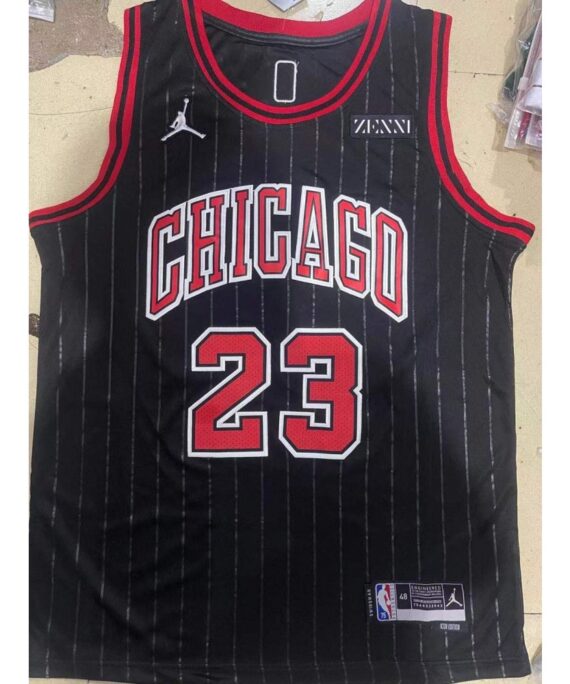 Michael Jordan Basketball Jersey #23 Chicago Bulls Black With Stripes