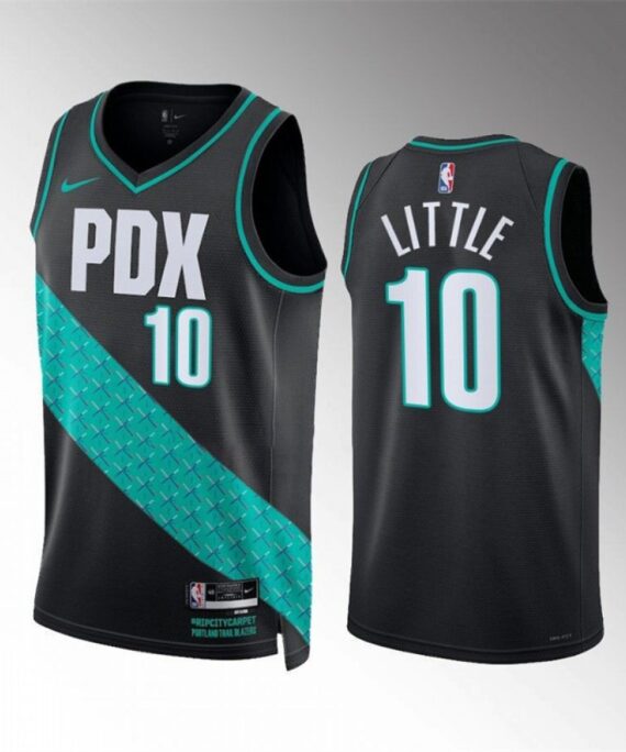 Nassir Little Basketball Jersey #10 Portland Trail Blazers 2023 Black City Edition