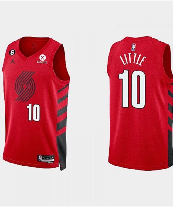 Nassir Little Basketball Jersey #10 Portland Trail Blazers 2023 Red Statement Edition