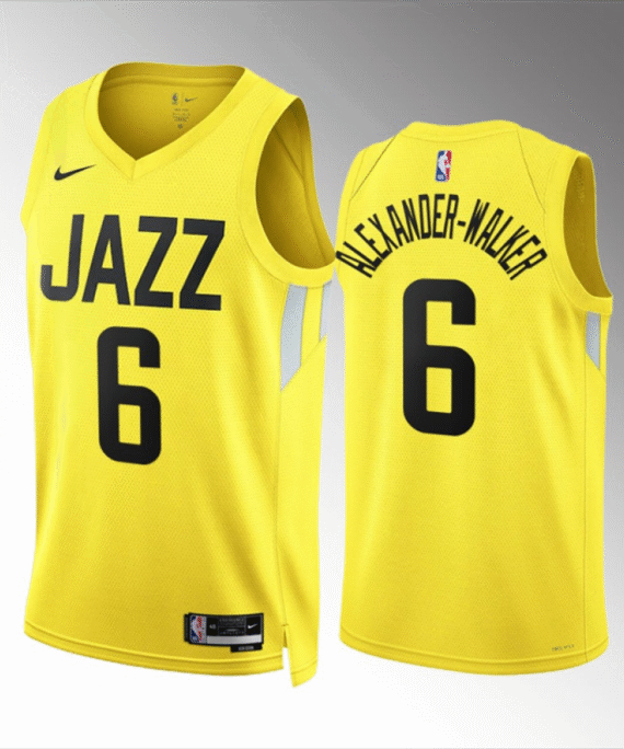 Nickeil Alexander-Walker Basketball Jersey #6 Utah Jazz 2023 Yellow