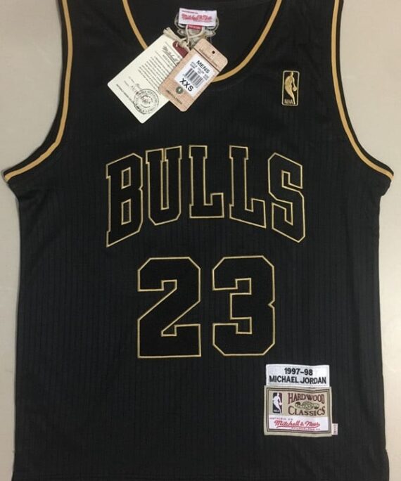 Michael Jordan Basketball #23 Jersey Gold Black commemorative