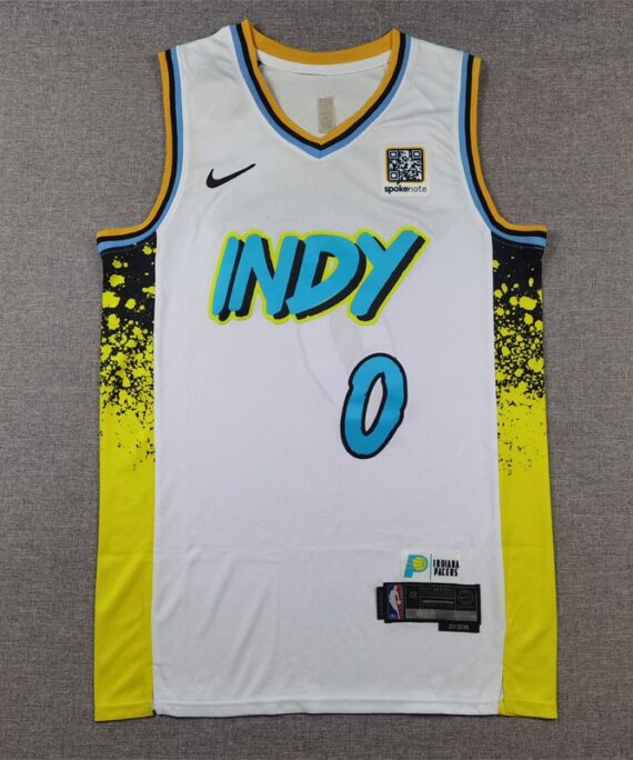 Tyrese John Haliburton Basketball #0 Jersey Pacers The City 2025