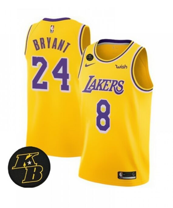 Kobe Bryant Basketball #8/Basketball #24 Jersey Los Angeles Lakers Yellow