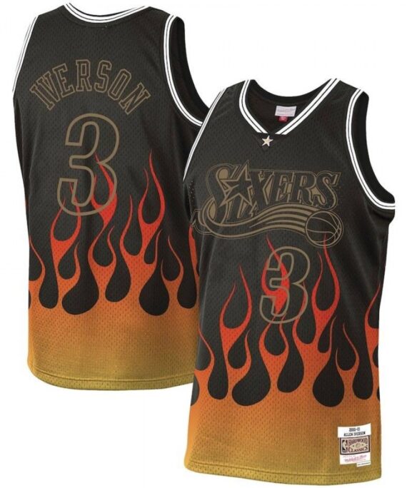 Allen Iverson Basketball Jersey #3 Philadelphia 76ers Flame Classic Edition