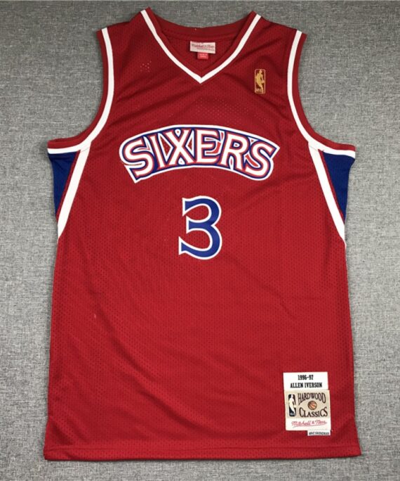 Allen Iverson Basketball Jersey#3 Philadelphia 76ers Red Retro