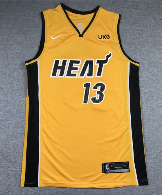 Bam Adebayo Basketball Jersey#13 Miami Heat Yellow Earned Edition