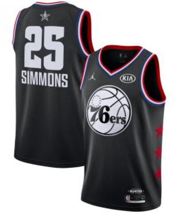 Ben Simmons Basketball Jersey #25 Philadelphia 76ers All Star 2019 Black