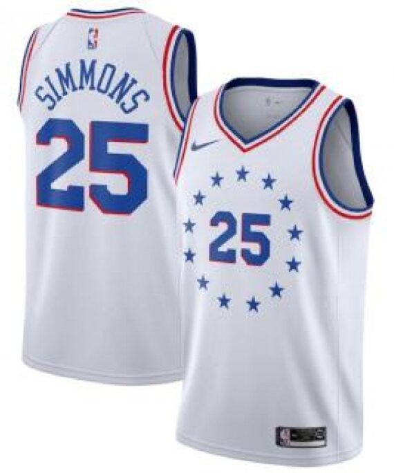 Ben Simmons Basketball Jersey #25 Philadelphia 76ers 18/19 White Earned Edition